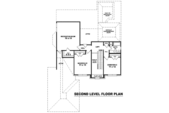 Floor Plan - Upper Floor for European House Plan #81-1060 - 3 bed, 3 bath