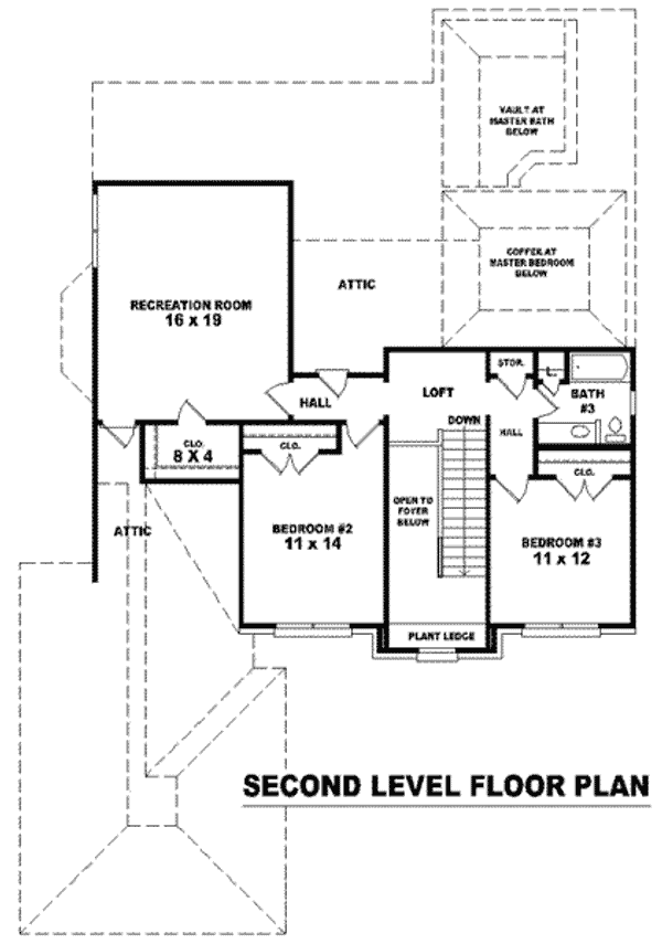 Floor Plan - Upper Floor for European House Plan #81-1060 - 3 bed, 3 bath