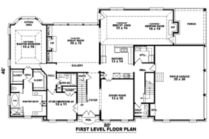 Floor Plan - Main Floor for Southern House Plan #81-1259 - 3 bed, 3.5 bath
