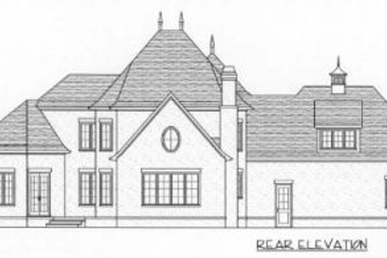 Exterior - Rear Elevation for European House Plan #413-100 - 4 bed, 3 bath