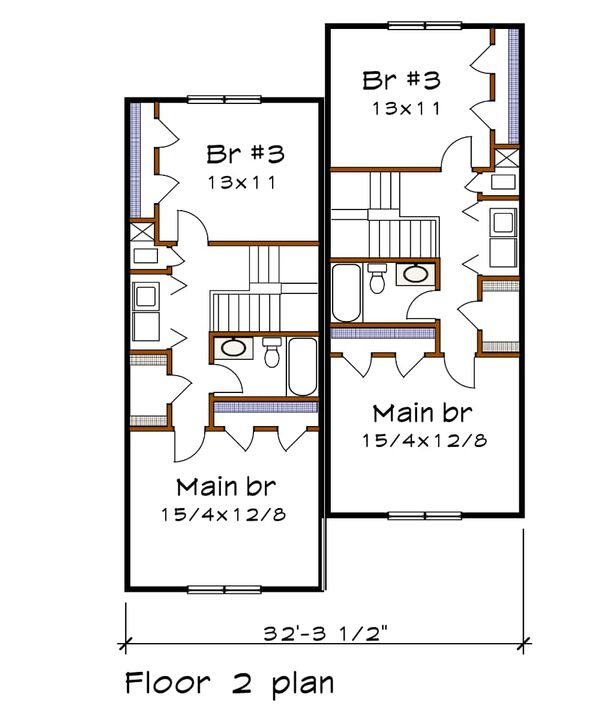 Architectural House Design - Southern Floor Plan - Upper Floor Plan #79-242