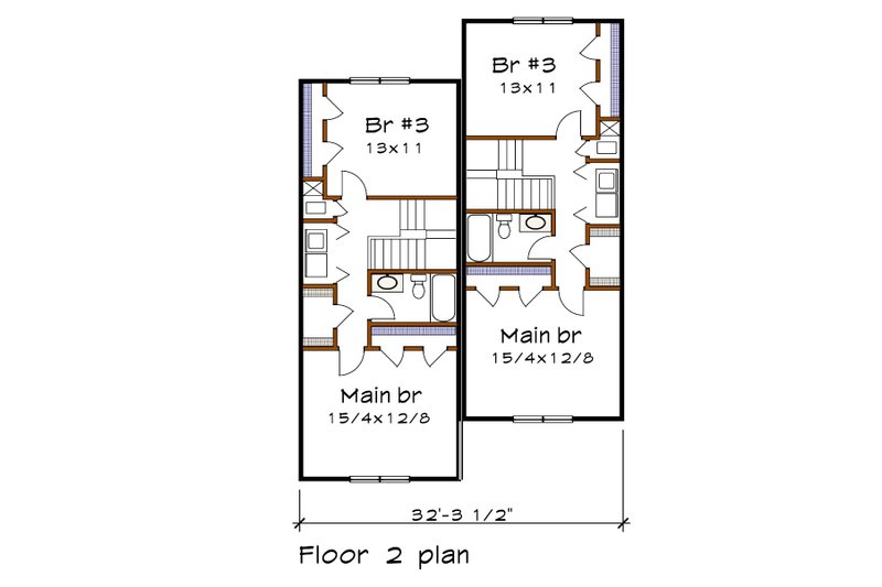 Architectural House Design - Floor Plan - Upper Floor for Farmhouse House Plan #79-242 - 3 bed, 2 bath