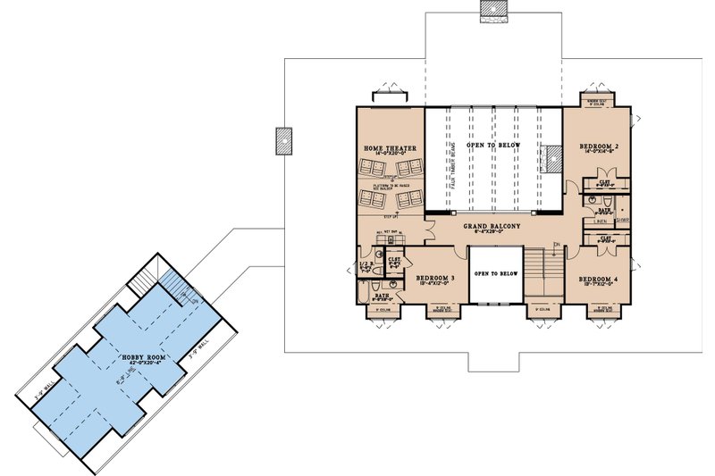 Dream House Plan - Floor Plan - Upper Floor for Farmhouse House Plan #923-377 - 4 bed, 3.5 bath