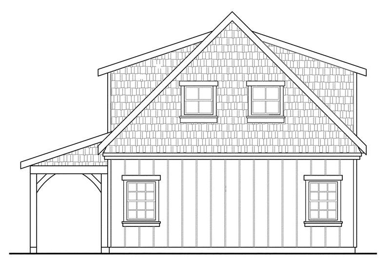 Home Plan - Exterior - Rear Elevation for Craftsman House Plan #124-1425, 1 bath