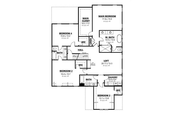 Floor Plan - Upper Floor for Country House Plan #1080-3 - 4 bed, 3.5 bath