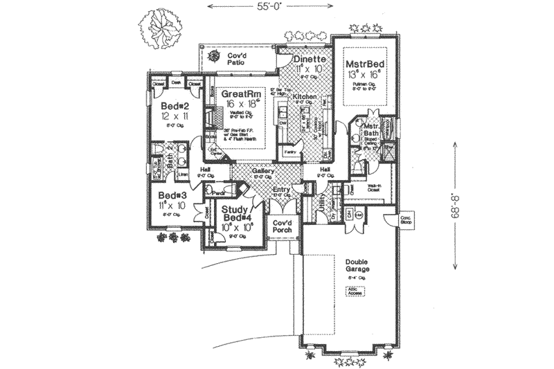Architectural House Design - Floor Plan - Main Floor for European House Plan #310-425 - 4 bed, 2.5 bath