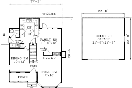 Floor Plan - Main Floor for Victorian House Plan #3-128 - 3 bed, 2.5 bath
