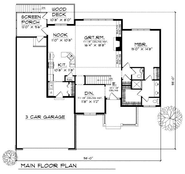 Dream House Plan - Traditional Floor Plan - Main Floor Plan #70-135