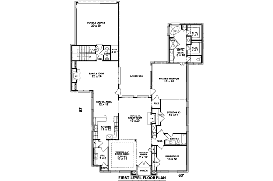 Floor Plan - Main Floor for European House Plan #81-1306 - 3 bed, 3.5 bath