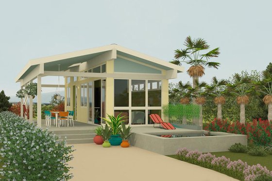 Exterior - Front Elevation for Contemporary House Plan #917-2 - 1 bed, 1 bath