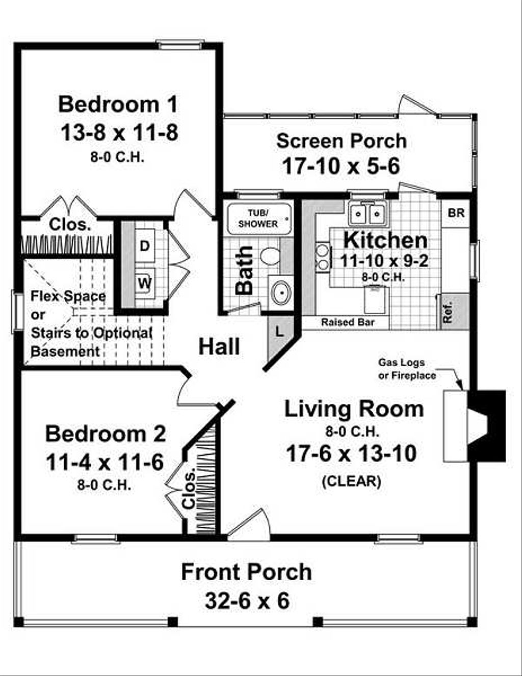 Farmhouse Style House Plan 2 Beds 1 Baths 950 Sq/Ft Plan