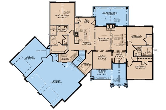 Floor Plan - Main Floor for European House Plan #923-180 - 3 bed, 2 bath