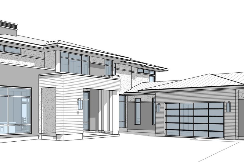 House Blueprint - Exterior - Front Elevation 3 for Modern House Plan #1114-100 - 4 bed, 4.5 bath