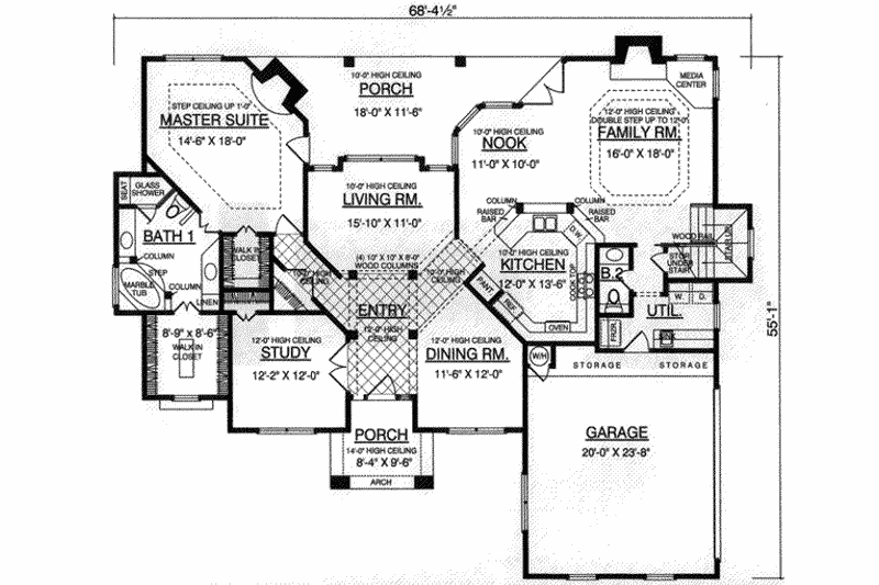 Dream House Plan - Floor Plan - Main Floor for European House Plan #40-342 - 3 bed, 2.5 bath