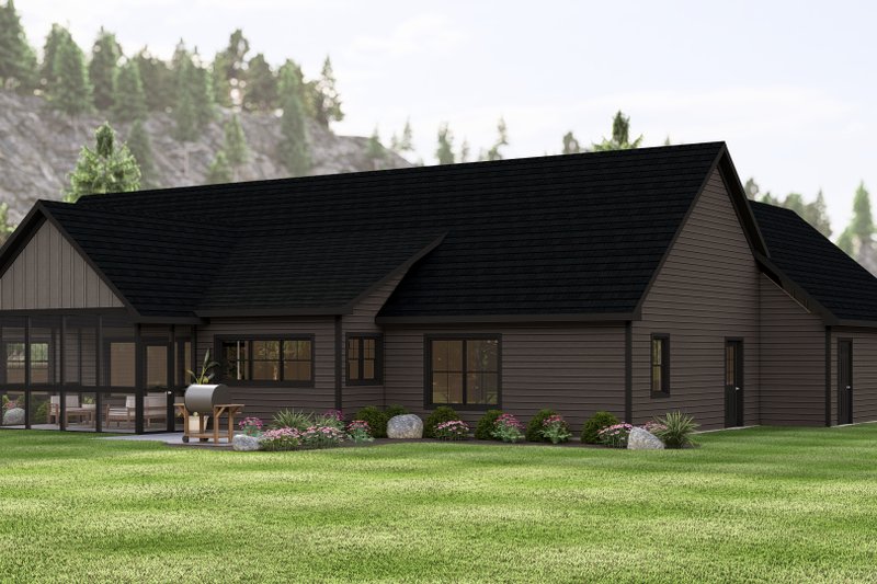 House Design - Exterior - Rear Elevation 1 for Ranch House Plan #1064-339 - 2 bed, 2.5 bath