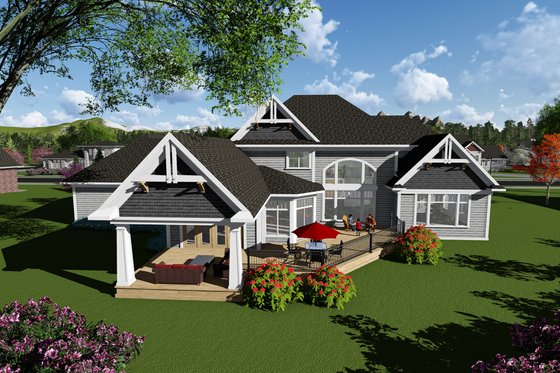 Exterior - Rear Elevation for Traditional House Plan #70-1297 - 4 bed, 3.5 bath