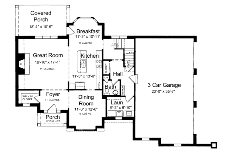 Home Plan - Floor Plan - Main Floor for Traditional House Plan #46-414 - 4 bed, 2.5 bath