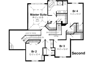 Floor Plan - Upper Floor for Traditional House Plan #312-467 - 4 bed, 3 bath