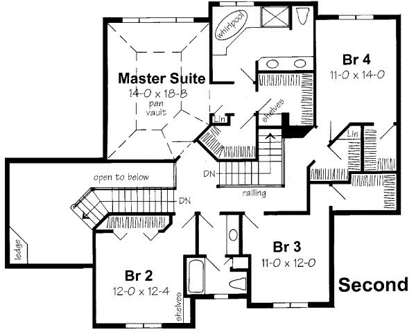 Traditional Floor Plan - Upper Floor Plan #312-467