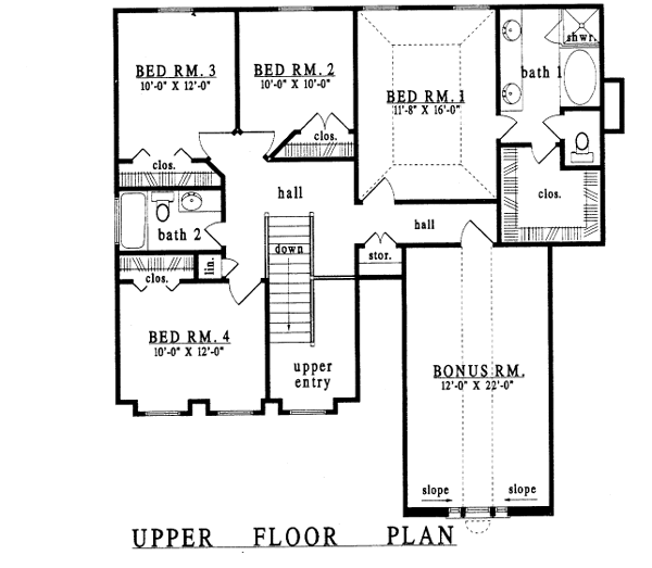 Country Floor Plan - Upper Floor Plan #42-216