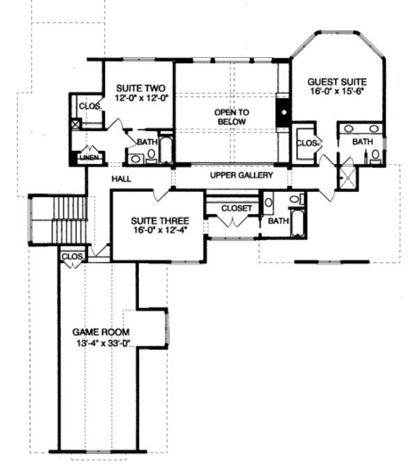 Home Plan - European Floor Plan - Upper Floor Plan #413-822