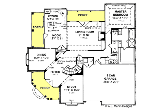 Floor Plan - Main Floor for Traditional House Plan #20-358 - 4 bed, 3.5 bath