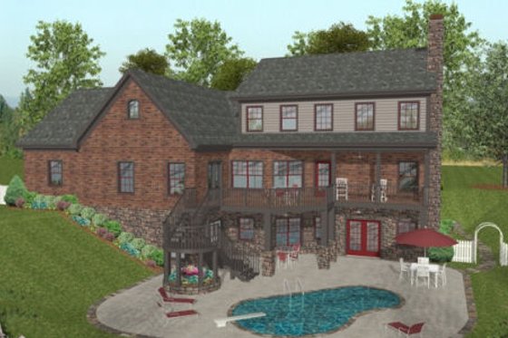 Exterior - Rear Elevation for Craftsman House Plan #56-586 - 4 bed, 4.5 bath