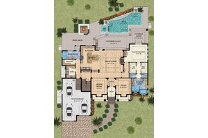 Floor Plan - Main Floor for Mediterranean House Plan #548-15 - 4 bed, 5 bath