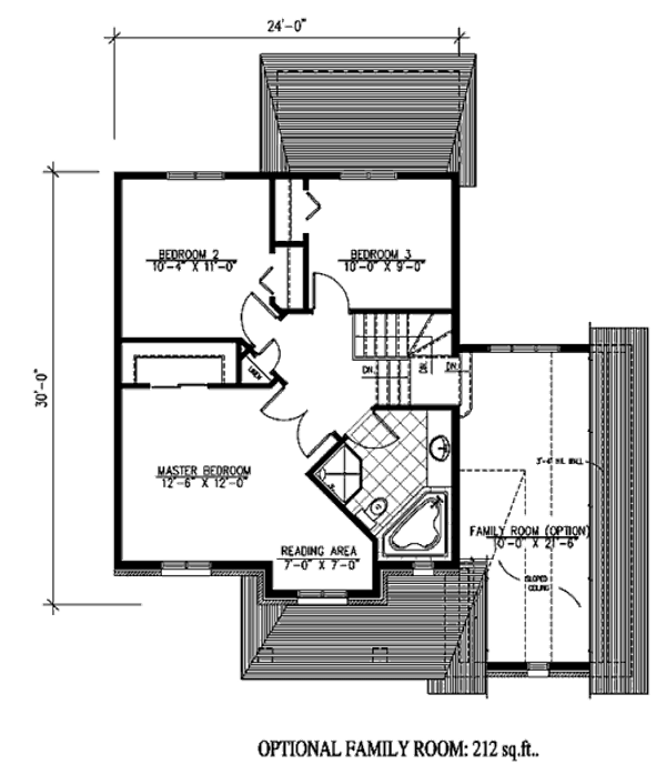 Floor Plan - Upper Floor for Country House Plan #138-307 - 3 bed, 1.5 bath
