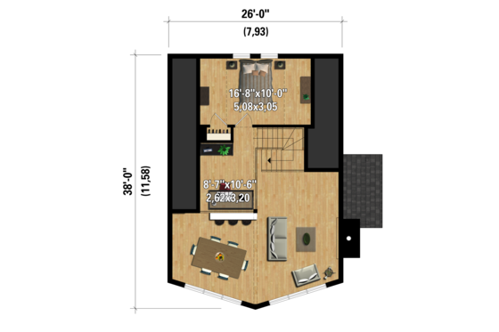 Floor Plan - Upper Floor 1 for Cabin House Plan #25-4586 - 3 bed, 1 bath