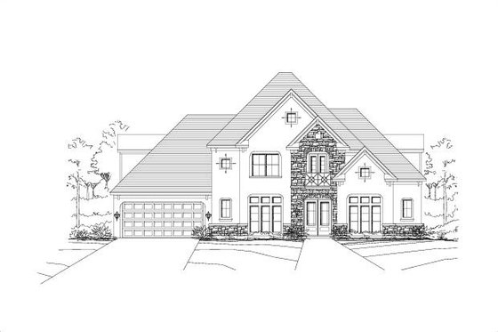 Exterior - Front Elevation 3 for Traditional House Plan #411-108 - 4 bed, 3.5 bath