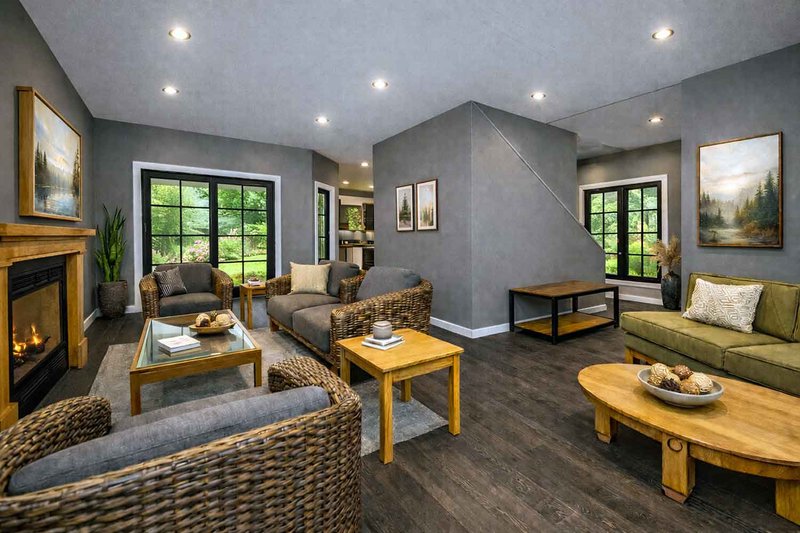 House Blueprint - Interior - Family Room 1 for Mediterranean House Plan #1101-62 - 2 bed, 2.5 bath
