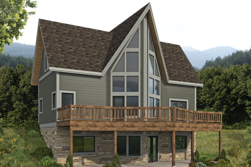 House Blueprint - Cabin Exterior - Front Elevation Plan #117-1072