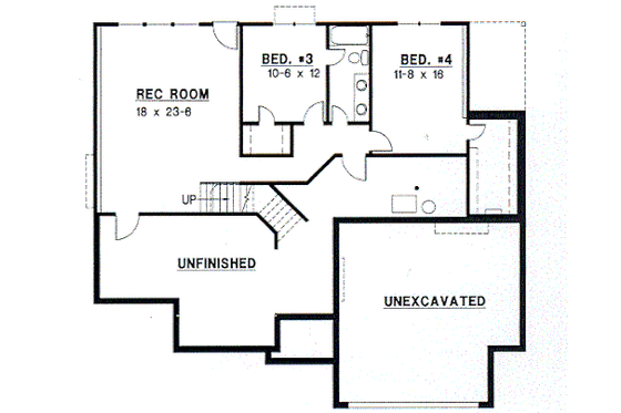 Floor Plan - Lower Floor for Traditional House Plan #67-318 - 4 bed, 3 bath