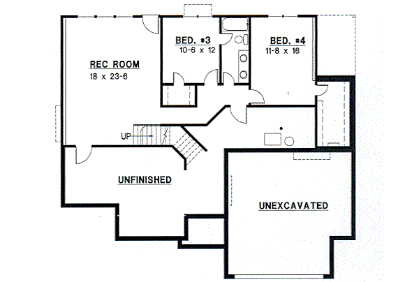 Traditional Floor Plan - Lower Floor Plan #67-318