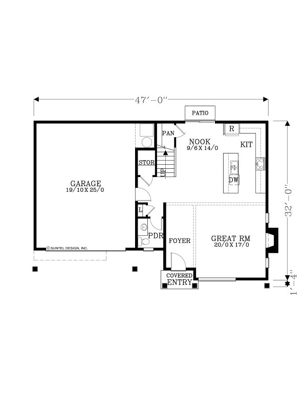 Architectural House Design - Prairie Floor Plan - Main Floor Plan #53-750