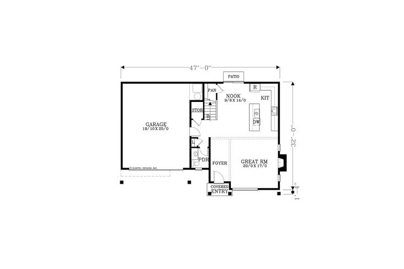 Architectural House Design - Floor Plan - Main Floor for Prairie House Plan #53-750 - 3 bed, 2.5 bath