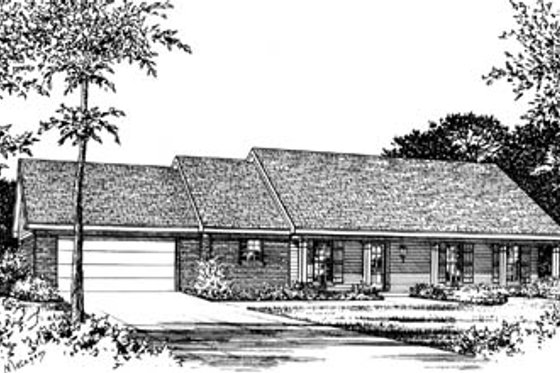 Exterior - Front Elevation for Ranch House Plan #15-109 - 3 bed, 2 bath
