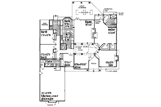 Floor Plan - Main Floor for European House Plan #47-415 - 3 bed, 2.5 bath