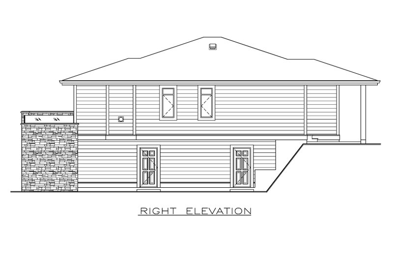 House Design - Exterior - Other Elevation 1 for Prairie House Plan #1100-92 - 3 bed, 2 bath