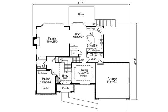 Floor Plan - Main Floor for Traditional House Plan #57-270 - 4 bed, 2.5 bath
