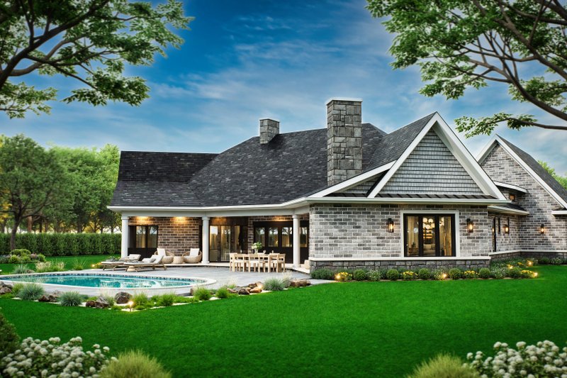 Dream House Plan - Exterior - Rear Elevation for Ranch House Plan #119-431 - 3 bed, 3 bath