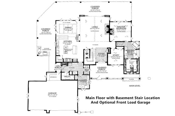 Main Floor With Opt. Front Load & Basement Stair. 