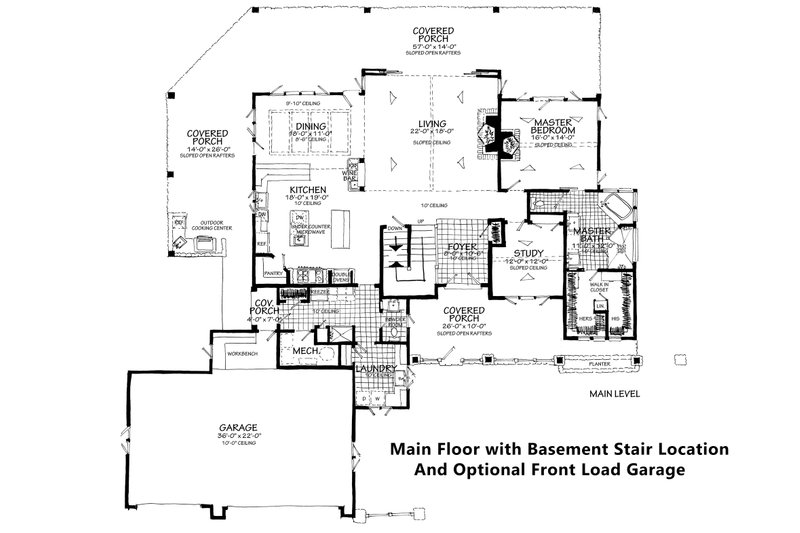 Home Plan - Main Floor With Opt. Front Load & Basement Stair. 