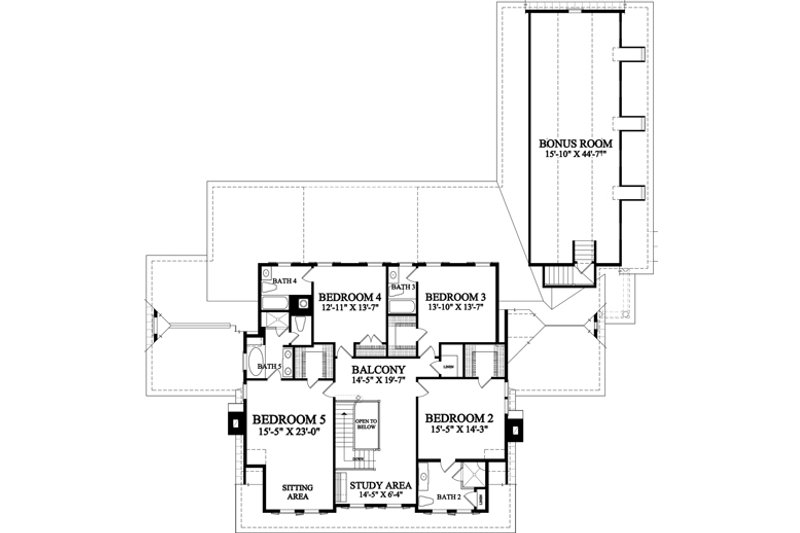 Dream House Plan - Floor Plan - Upper Floor for Southern House Plan #137-418 - 5 bed, 5.5 bath