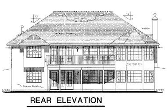 Exterior - Rear Elevation for European House Plan #18-149 - 3 bed, 2 bath