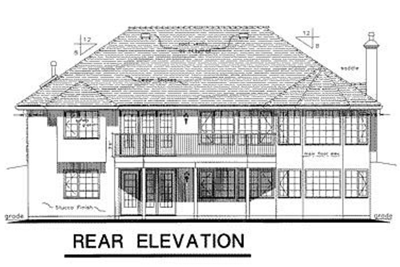 House Blueprint - Exterior - Rear Elevation for European House Plan #18-149 - 3 bed, 2 bath