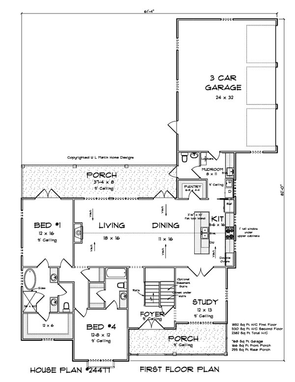 Farmhouse Floor Plan - Main Floor Plan #513-2270