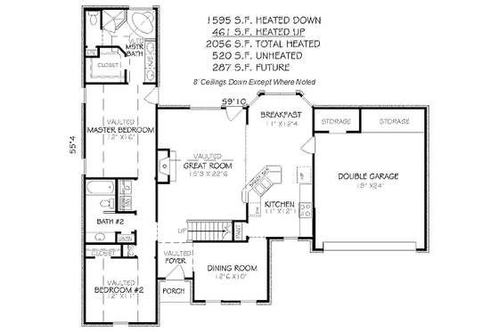 Floor Plan - Main Floor for Traditional House Plan #424-66 - 4 bed, 3 bath