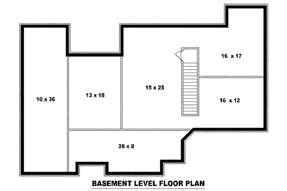 Floor Plan - Lower Floor for Southern House Plan #81-1029 - 3 bed, 2 bath